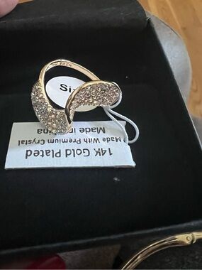 Gold Crystal Twisted Statement Ring